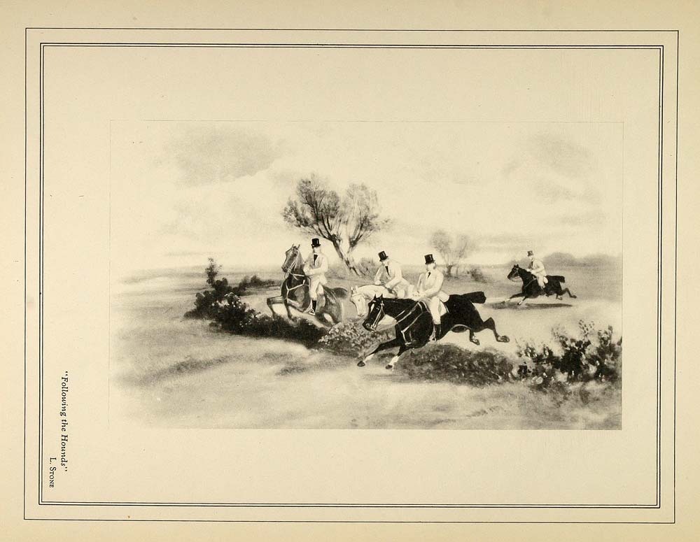 c1930 Print Paramount Following Hounds Hunting L. Stone ORIGINAL HISTORIC PT1
