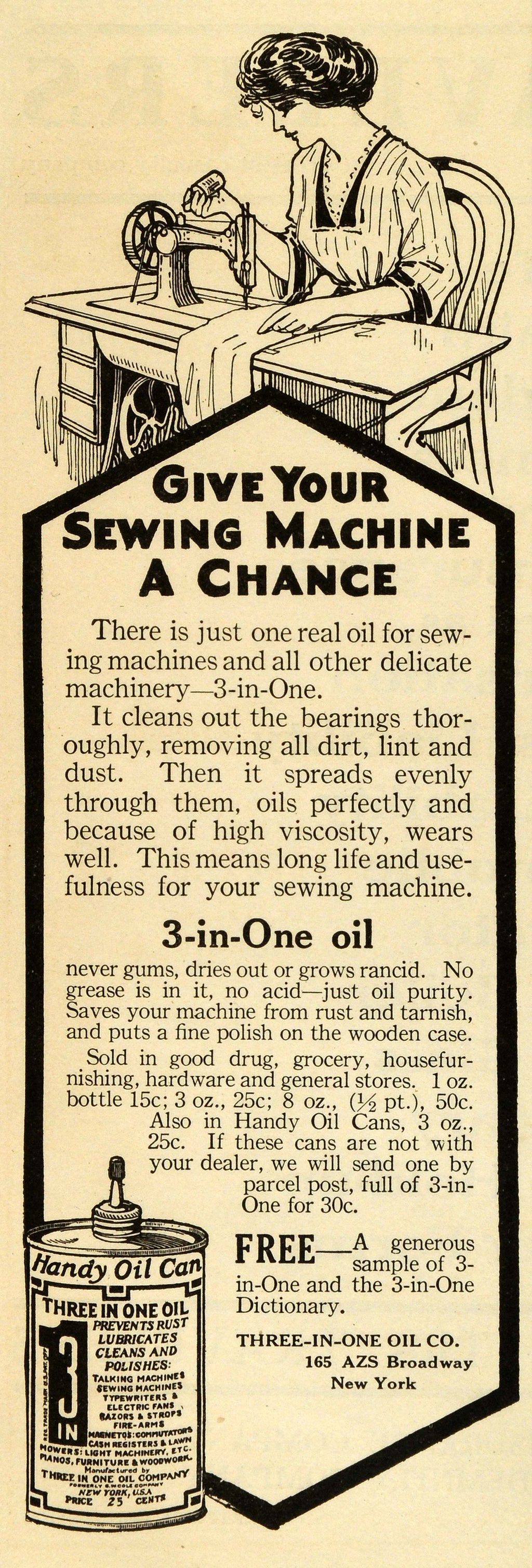 1923 Ad Three in One 3-in-1 Oil Can Office Building - ORIGINAL