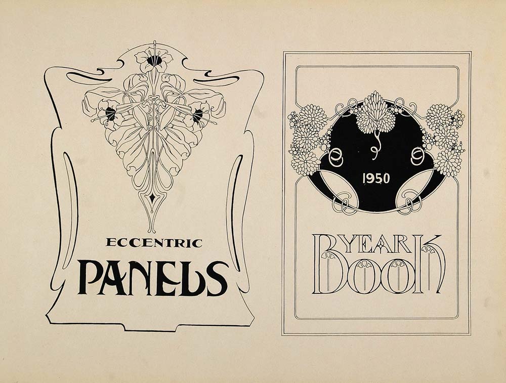 1910 B W Print Book Cover Designs Art Nouveau Flowers Original Sb1