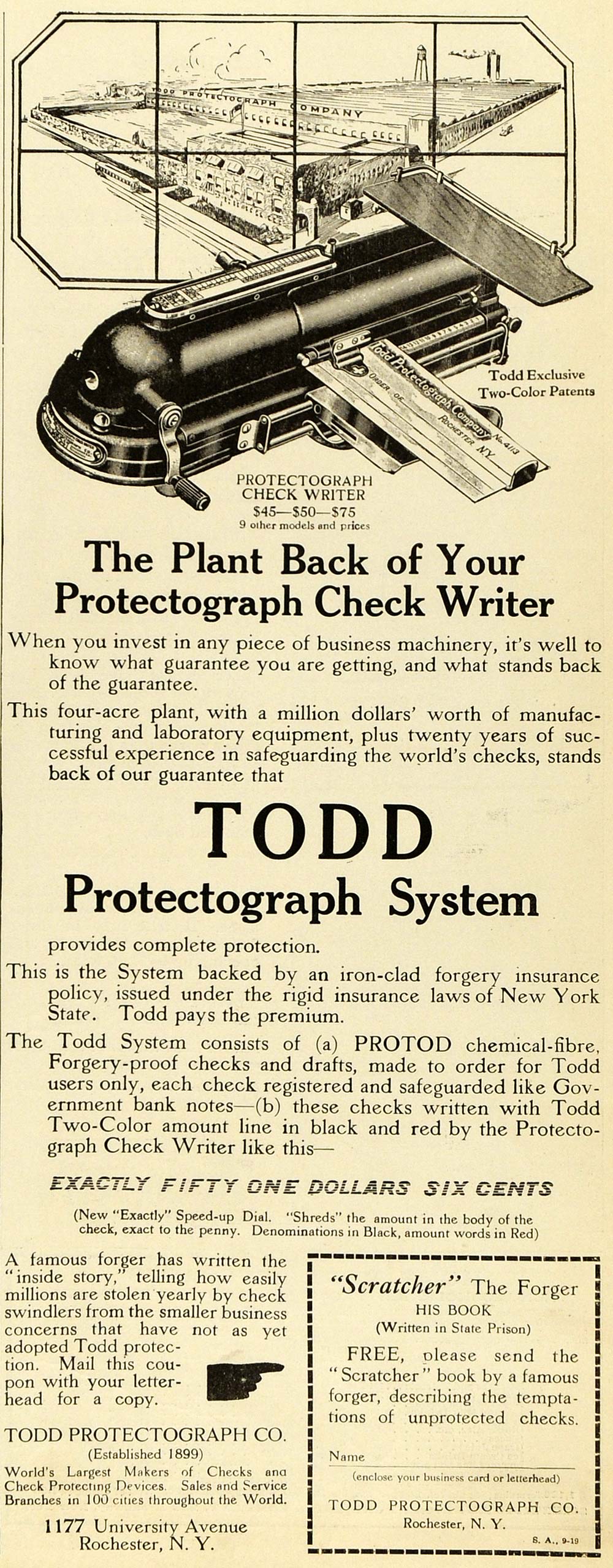 Peerless Check Protecting Company check writers 1915 magazine print ad