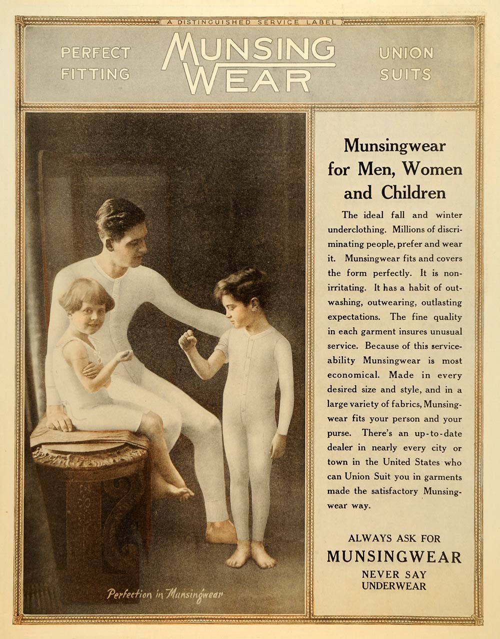 1922 men's Fuld & Hatch underwear union suit who's got the button vintage  ad