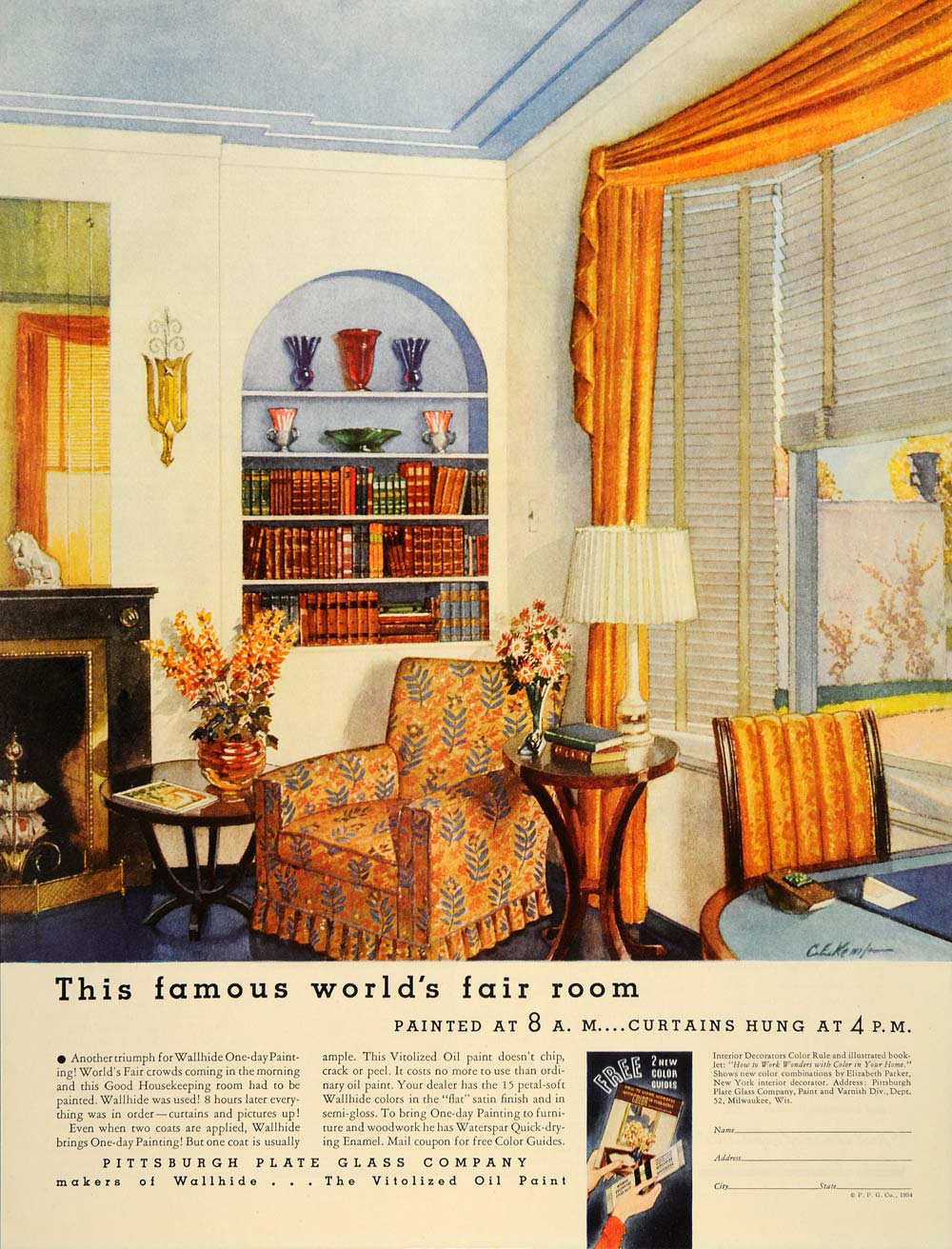 1934 Ad Wallhide Paint World S Fair Room Pittsburgh Original Advertising Sep4