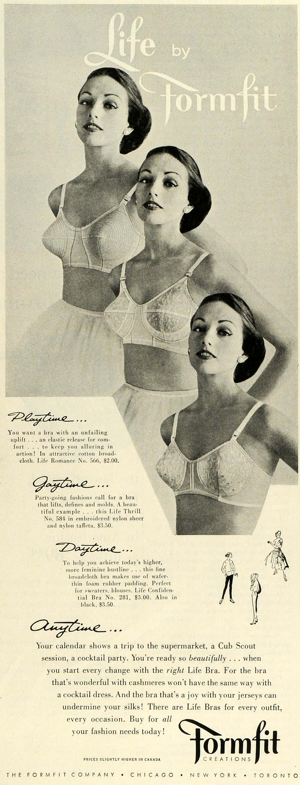 1953 womens Formfit girdle with zipper bra the underlook Vintage fashion ad