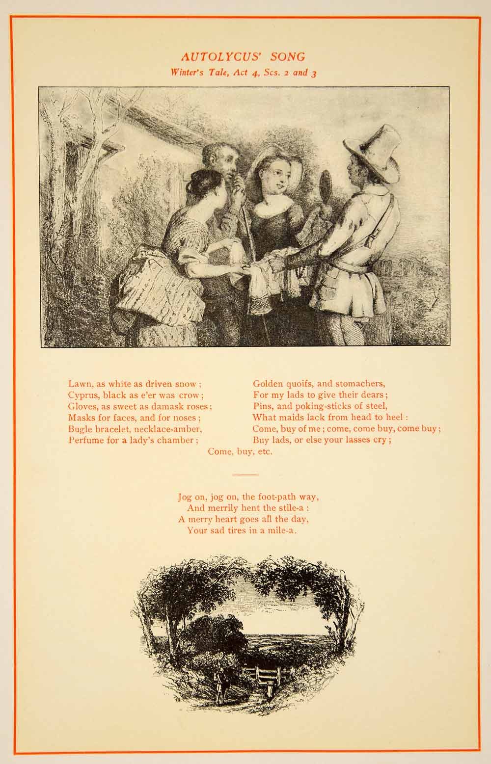 Download 1900 Lithograph Art Autolycus Song Winters Tale William Shakespeare Th Period Paper Historic Art Llc