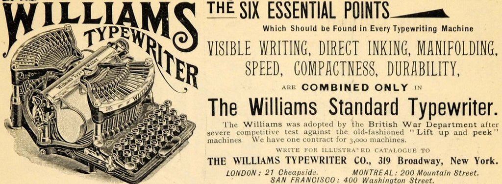 1895 Ad Caligraph Typewriter American Writing Machine - ORIGINAL