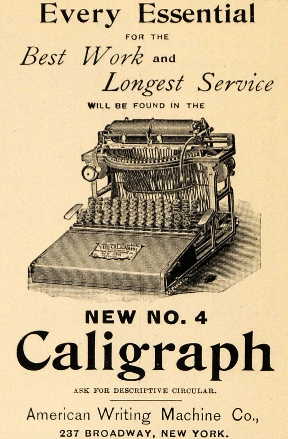 Caligraph typewriter - 1882 - American Writing Machine Co., New