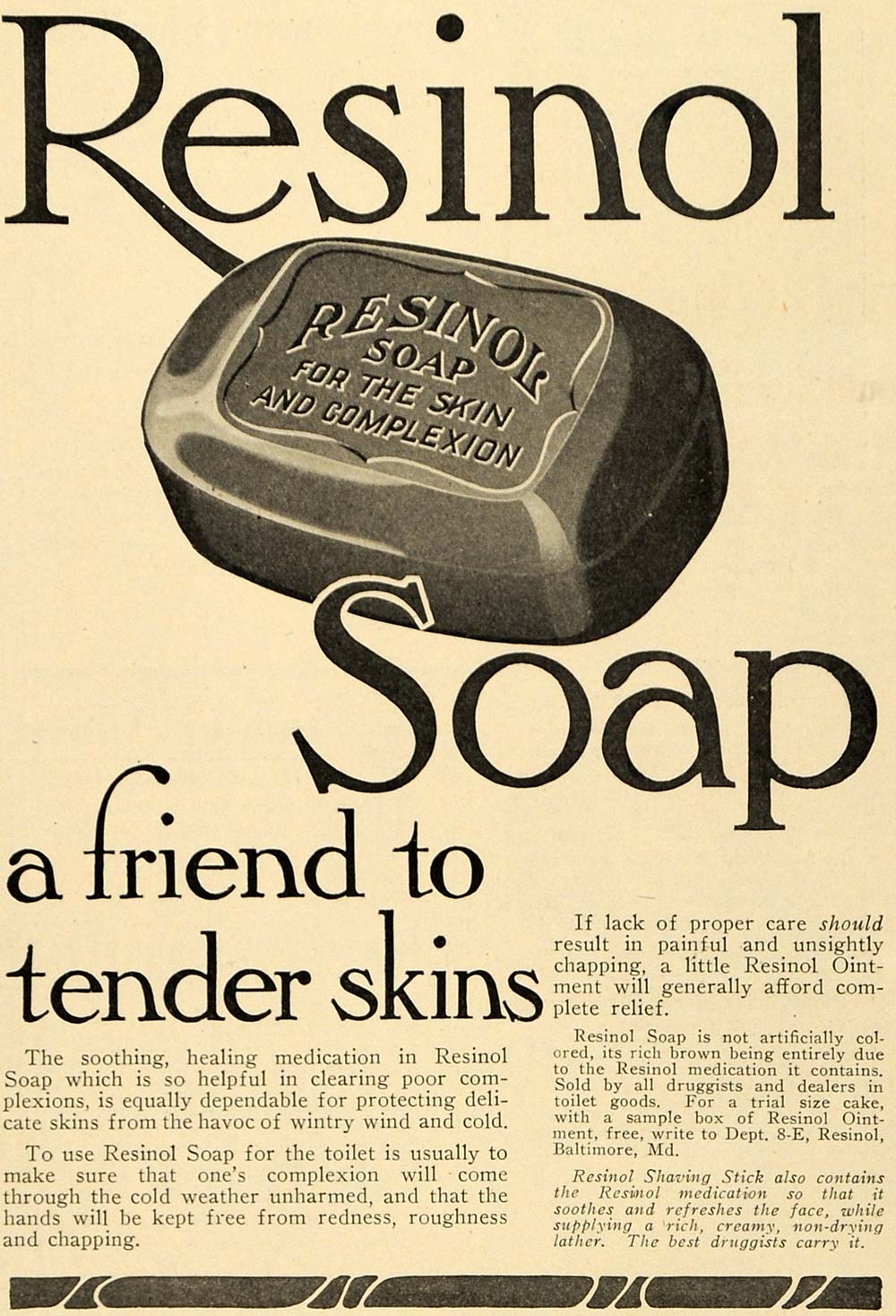 1917 Ad Resinol Soap Ointment John LaGatta Illustration - ORIGINAL TIN –  Period Paper Historic Art LLC