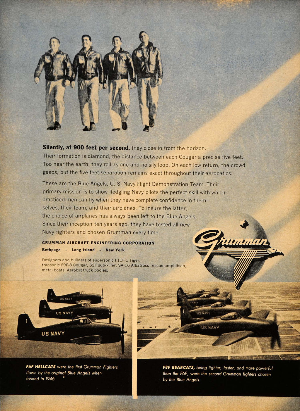 1948 Ad Grumman Panther U.S. Navy Jet Fighter Airplane - ORIGINAL