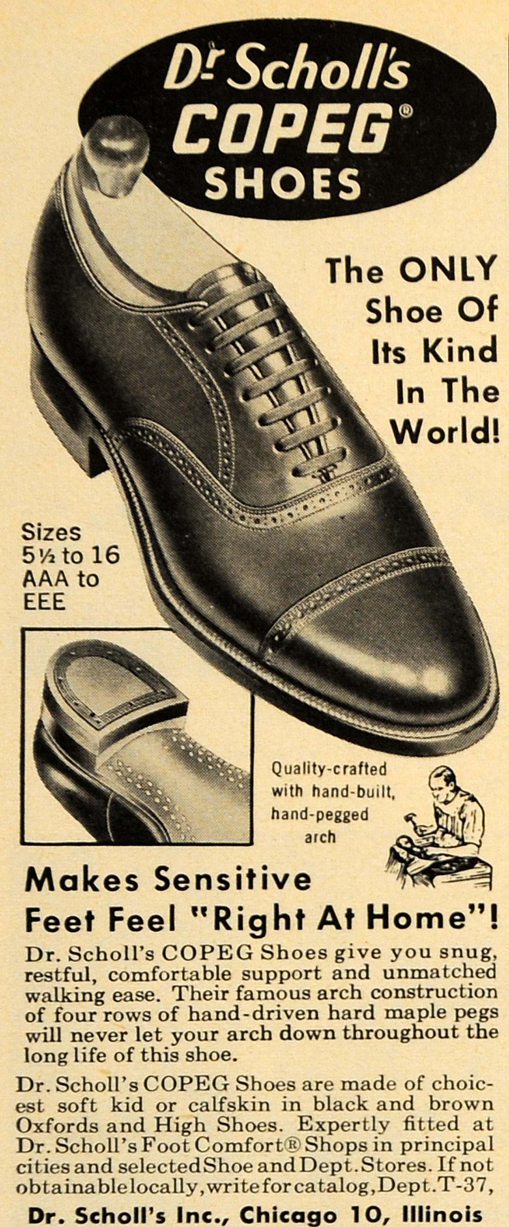 Regelmatigheid Dicteren meel 1957 Ad Dr Scholls Shoes Sole Footwear Chicago Illinois - ORIGINAL TM5 –  Period Paper Historic Art LLC