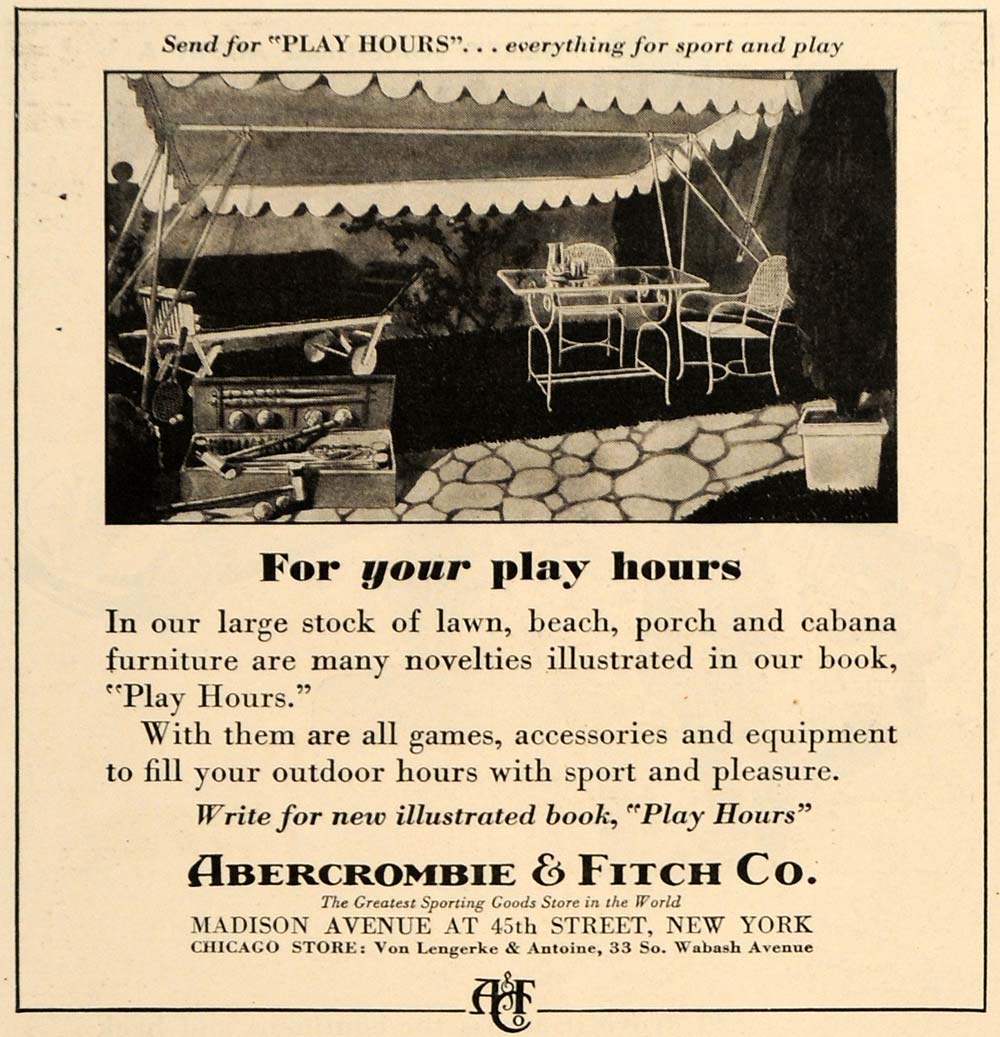 1923 Ad Abercrombie Fitch Sporting Goods Store Horse Racing Fashion Cottage  COL3
