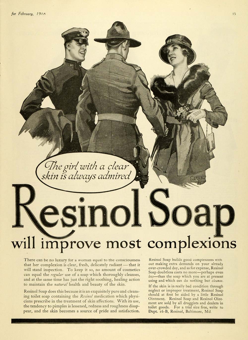 1927 Ad Resinol Ointment Chemical Skin Care Ointment Soap