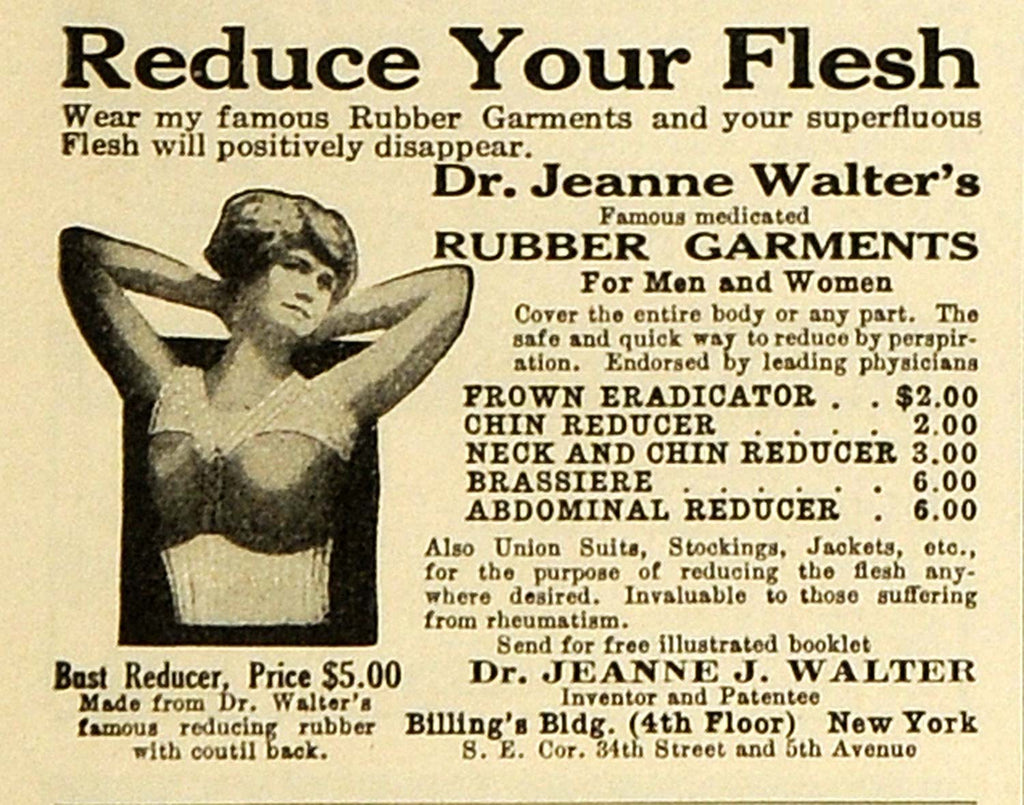 1914 Vintage Ad Weight Loss Rubber Garments Bust Size - ORIGINAL