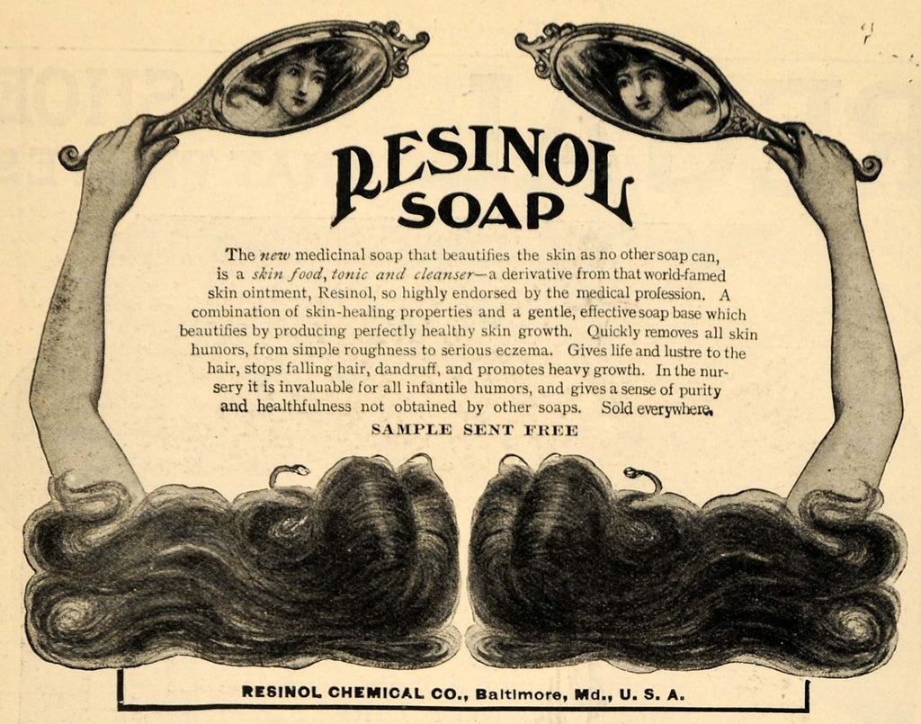 1906 Ad Resinol Soap Complexion Skin Pores Magnified - ORIGINAL