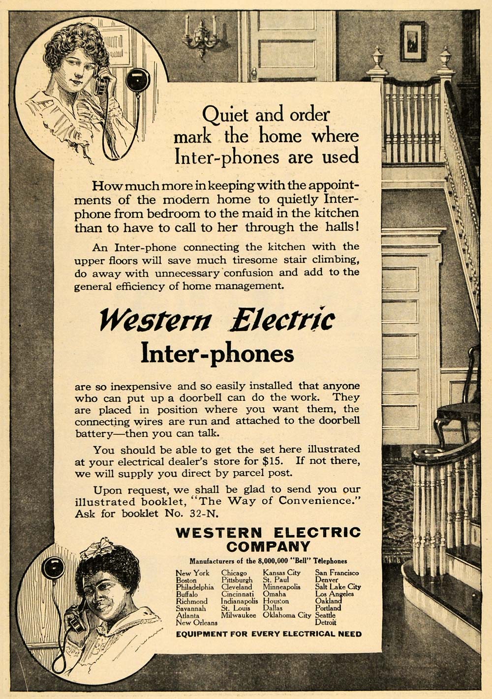 1914 Ad Inter Phones Western Electric Company Telephone Original Tom Period Paper