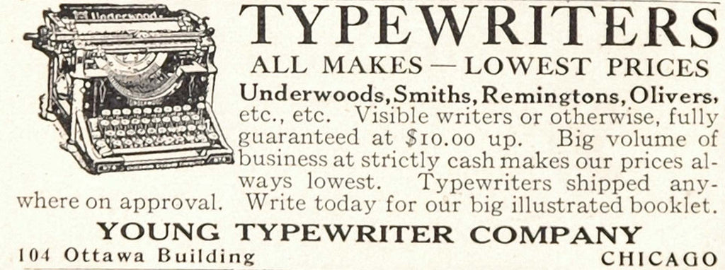 1916 Original Ad Office Desk Typewriter American Writing Machine Company