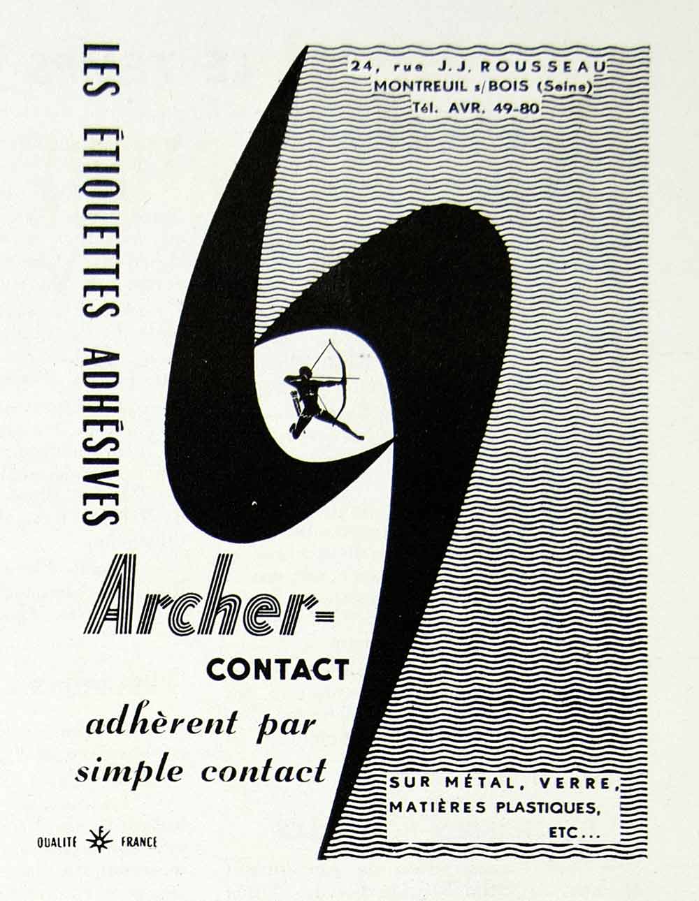 1958 Ad Archer Contact Multi Surface Adhesive Stickers J. J