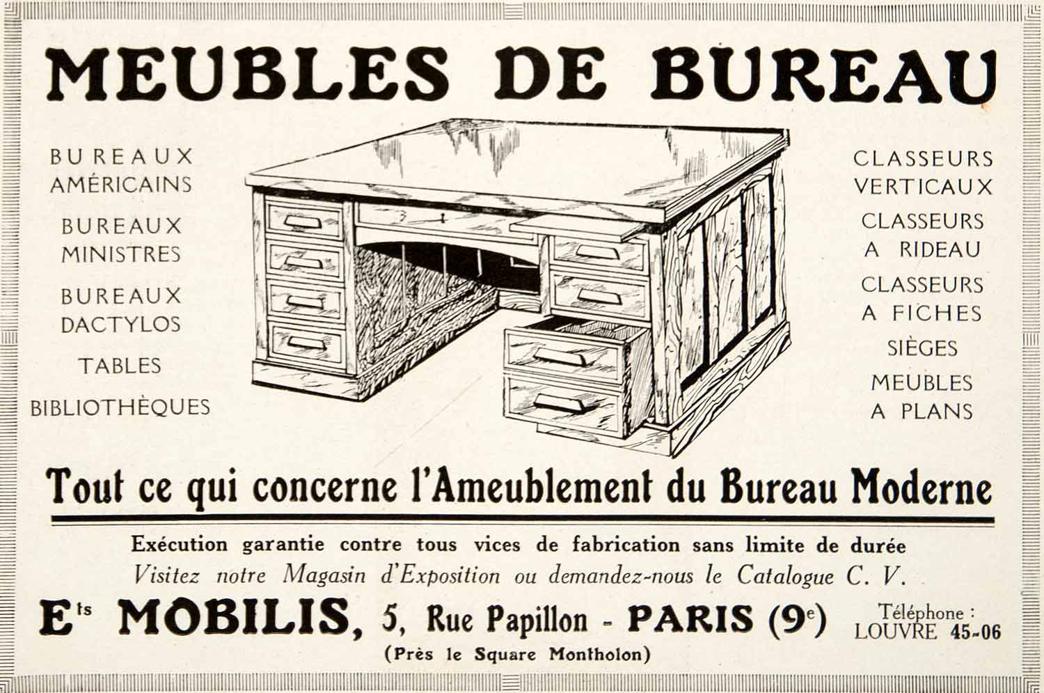 1924 Ad Desks Furniture Mobilis 5 Rue Papillon Paris Office