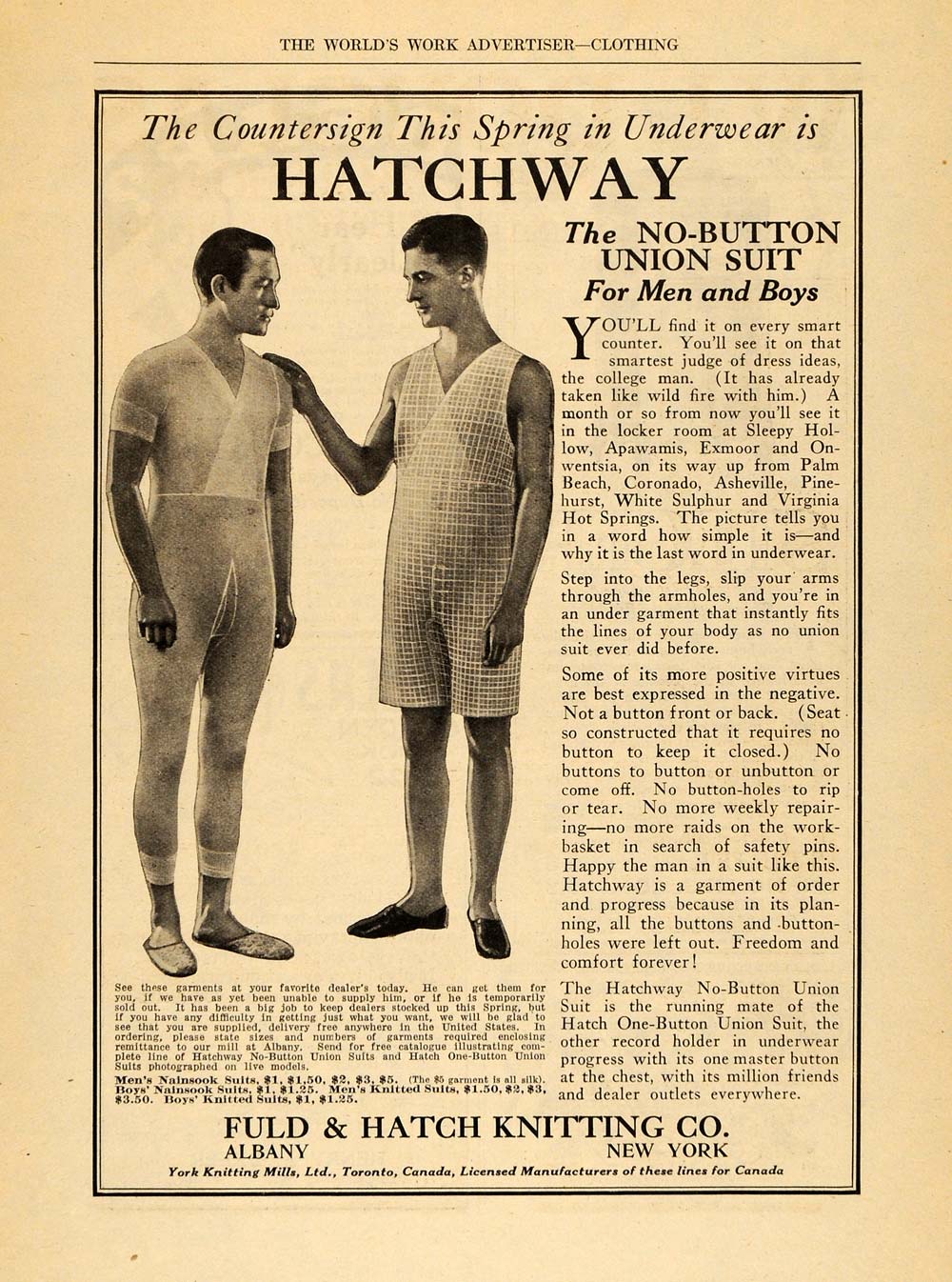 1926 Original Print Billboard Ad Hatchway Underwear Men ORIGINAL HISTO –  Period Paper Historic Art LLC