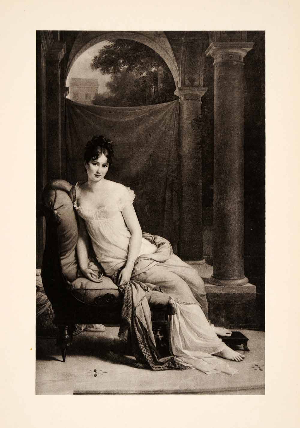 1936 Photogravure Francois Gerard Madame Recamier Woman Portrait Reclining XAF5