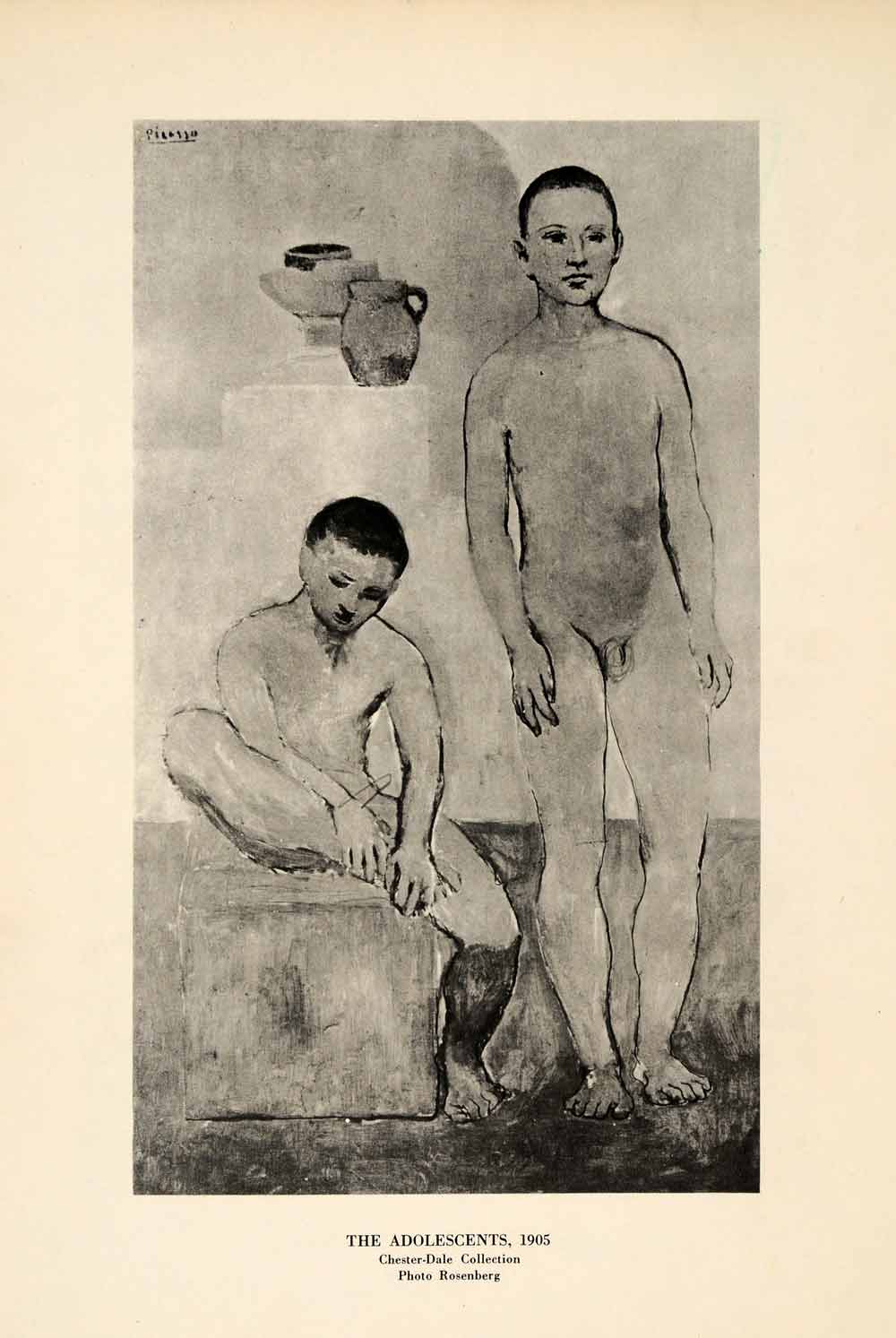 Vintage Fishing Nude - 1940 Print Pablo Picasso Nude Adolescent Nude Naked Boys Modern Art Chester  Dale