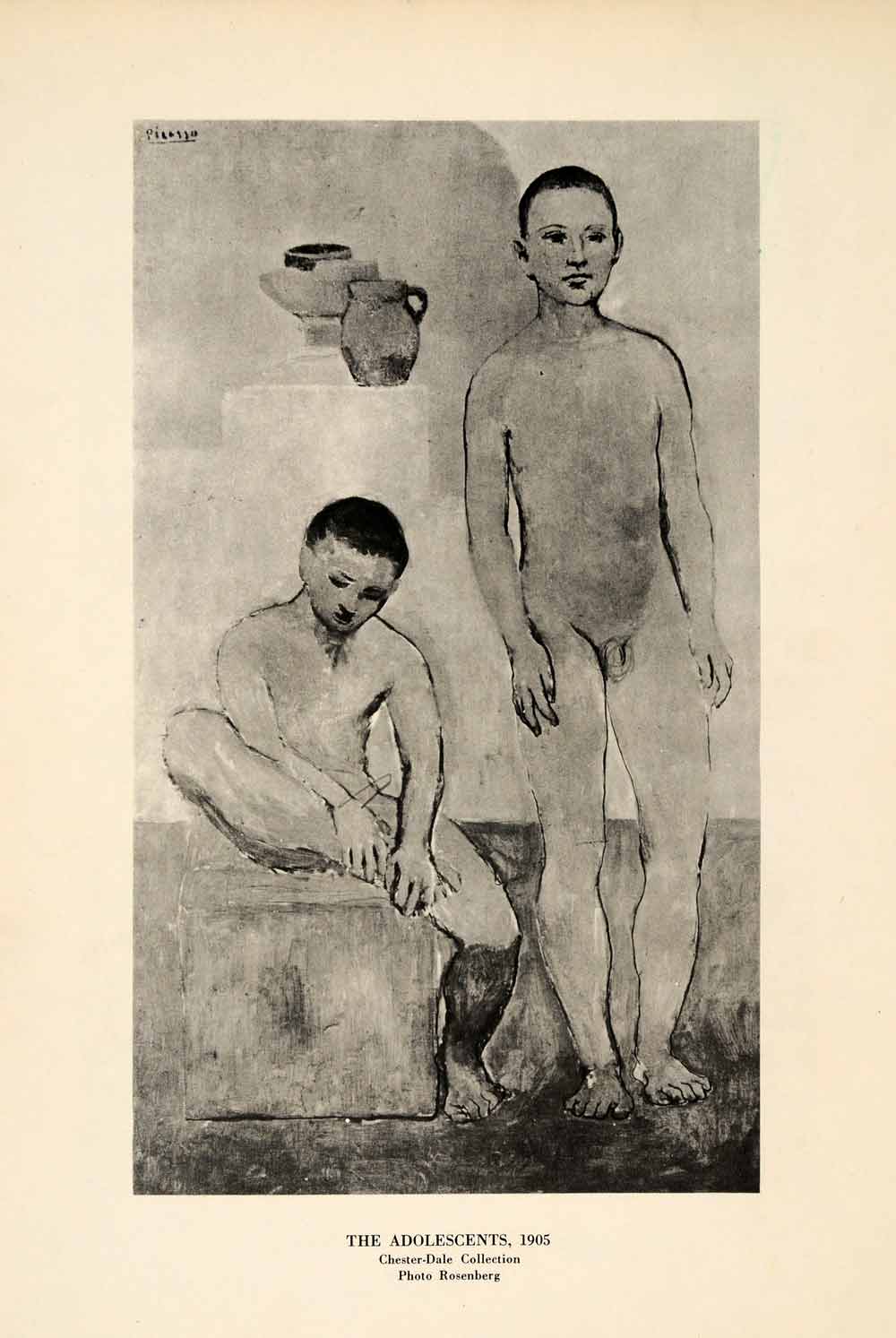 1940 Print Pablo Picasso Nude Adolescent Nude Naked Boys Modern Art Chester  Dale