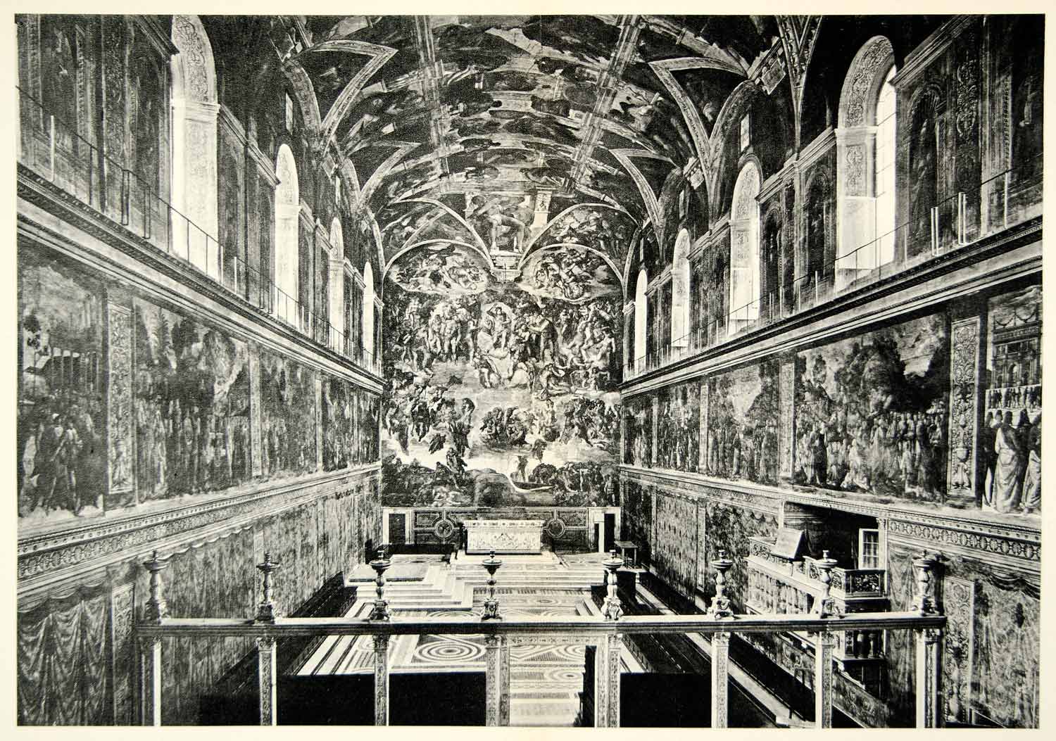 1963 Photogravure Sistine Chapel Michelangelo Historic Italian Landmark Xapa3