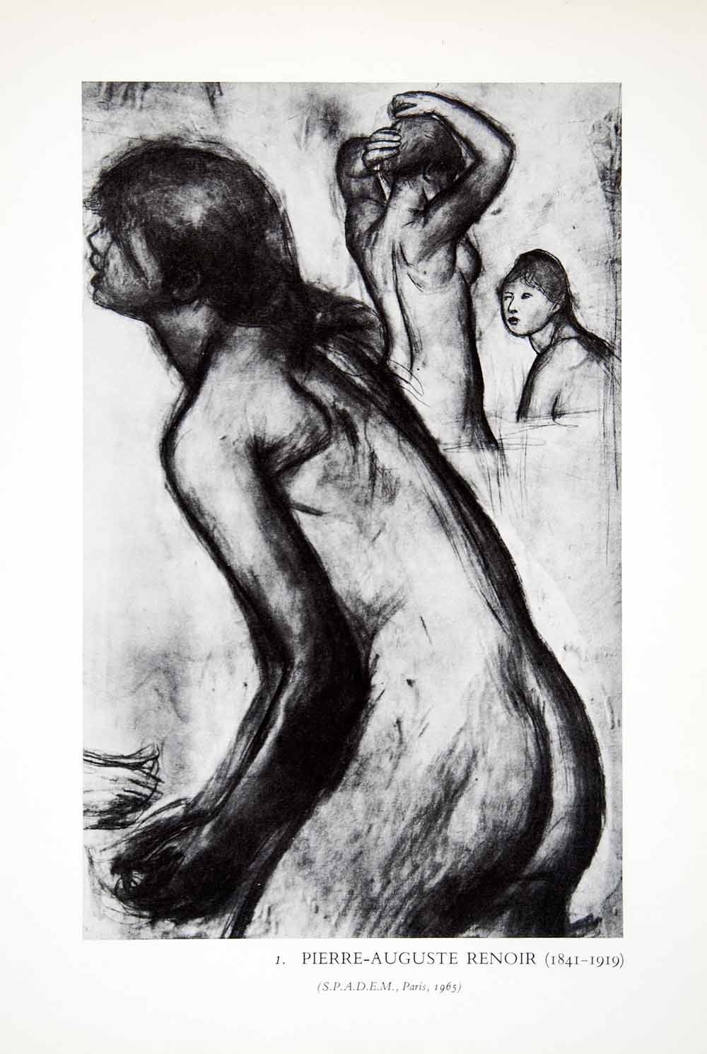 Vintage Figure Models Nude - 1965 Print 1885 Nude Women Bathers Naked Nudity Pierre Auguste Renoir XDE6