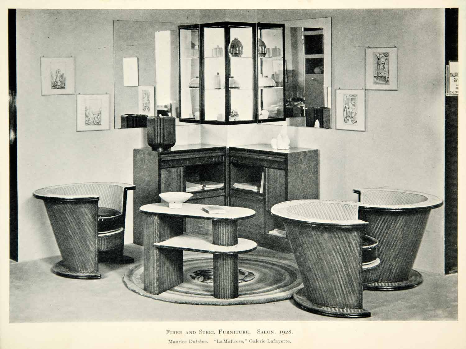 1930 Print Art Deco Maurice Dufrene Furniture Table Chair Interior Design Xdk3