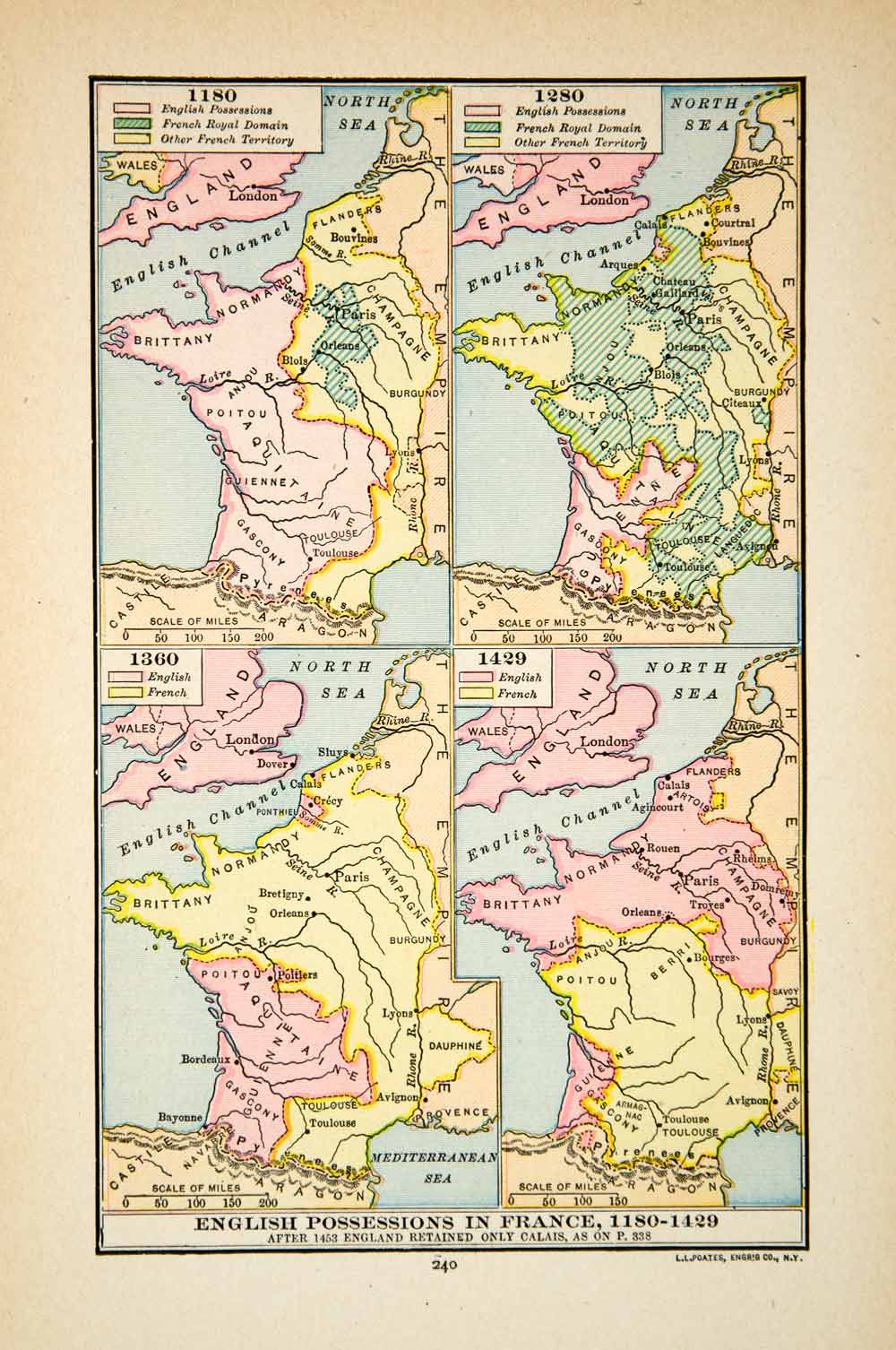 1918 Print Map Europe England France Territory Possessions Normandy XE – Period Paper Historic 