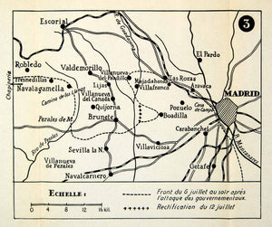 1938 Photolithographed Map Madrid Spain Boadilla Robledo Getafe Xeda1 Period Paper