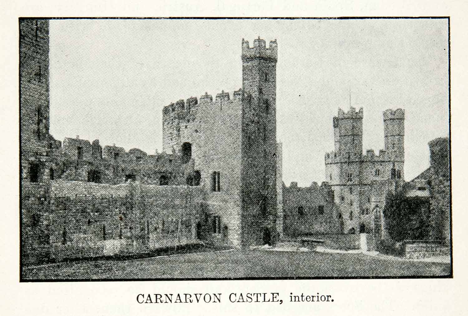 1922 Print Carnarvon Castle Interior Wales Gwynedd Caernarfon Edwardian Xex7