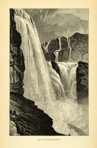 16 Wood Engraving Skjaeggedalsfos Skjeggedal Norway Norge Waterfall Period Paper Historic Art Llc