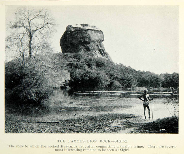 1929 Print Lion Rock Sri Lanka Sigiriya Ceylon Historical Landmark Fam Period Paper