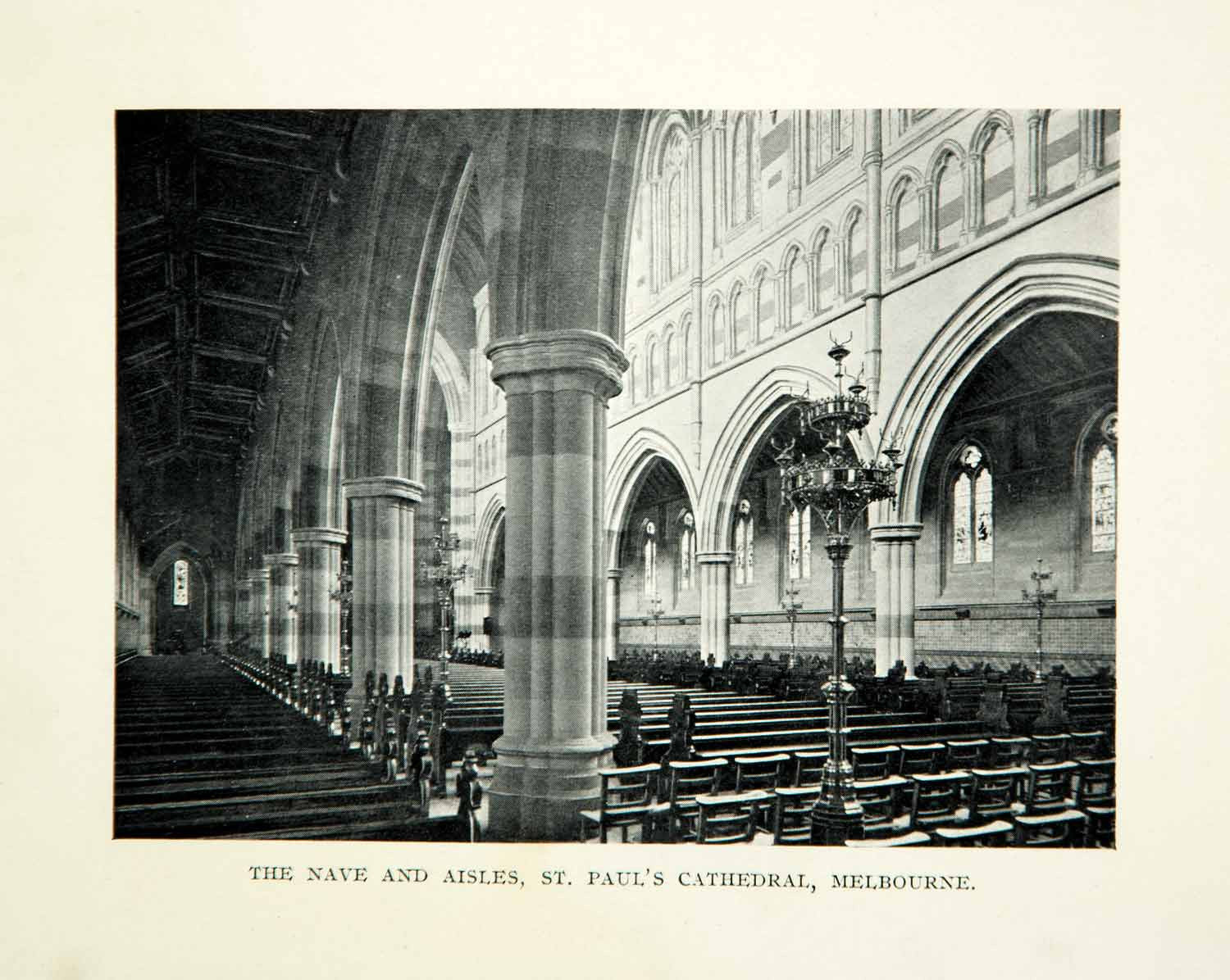 1910 Print Nave Aisle St Paul S Cathedral Melbourne Australia