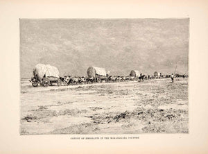 1890 Wood Engraving (Photoxylograph) Convoy Emigrants Makarakara Country XGIC9