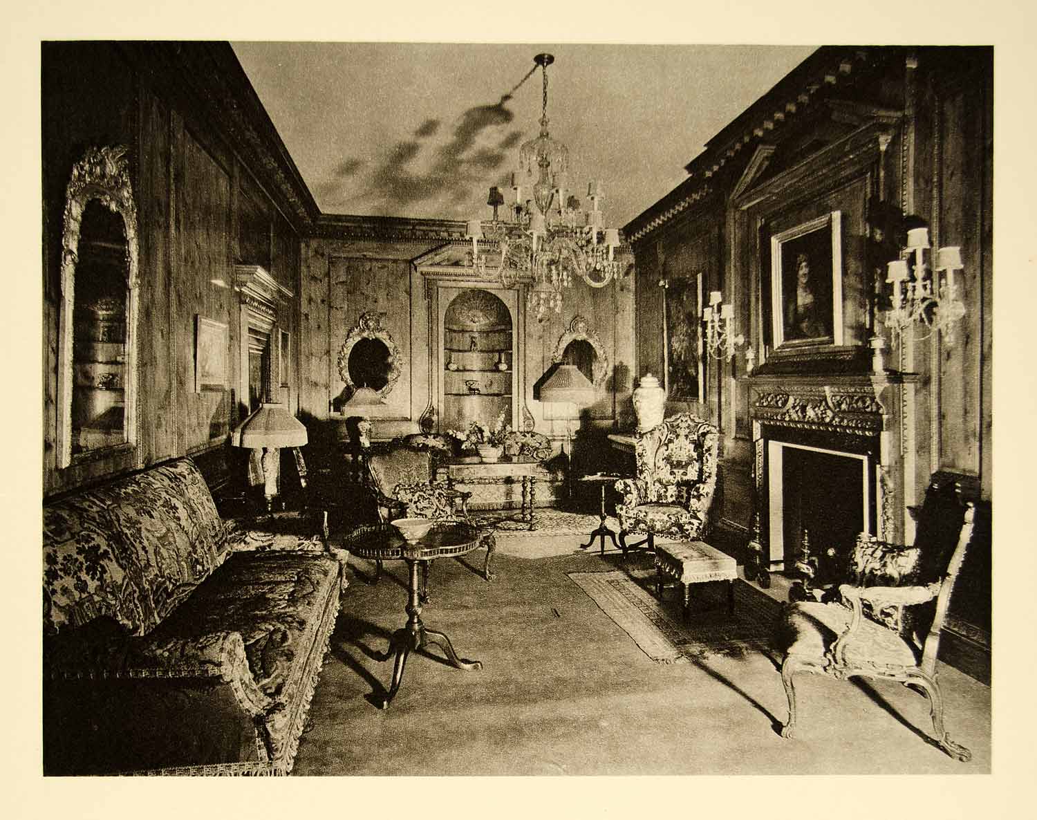 1931 Photogravure Room Interior Household Decor Georgian Pine Panel Yan1