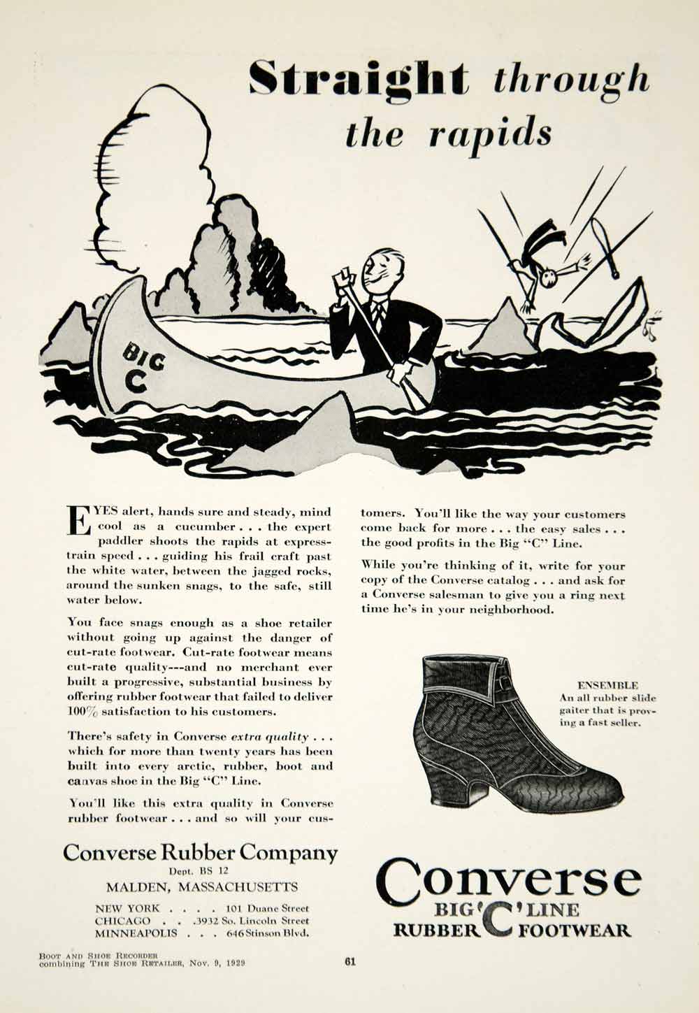 1929 Ad Converse Shoe Rubber Footwear Cartoon Boat Fashion Big C YBSR1