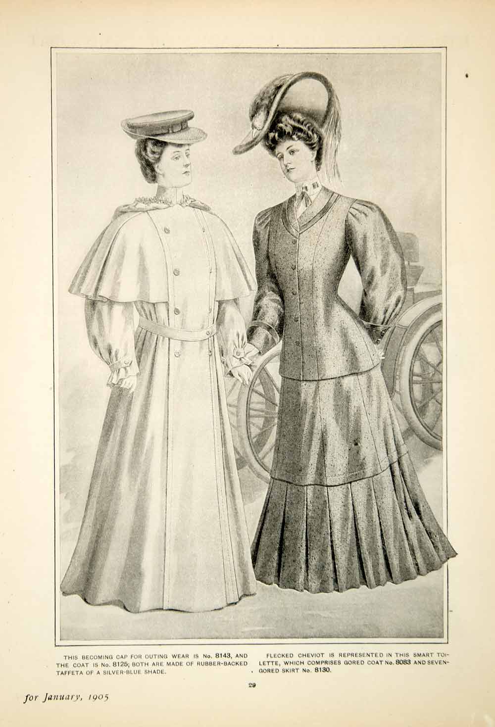 1904 Print Edwardian Fashion Womens Dresses Gowns Hats Clothing Bodice GH4