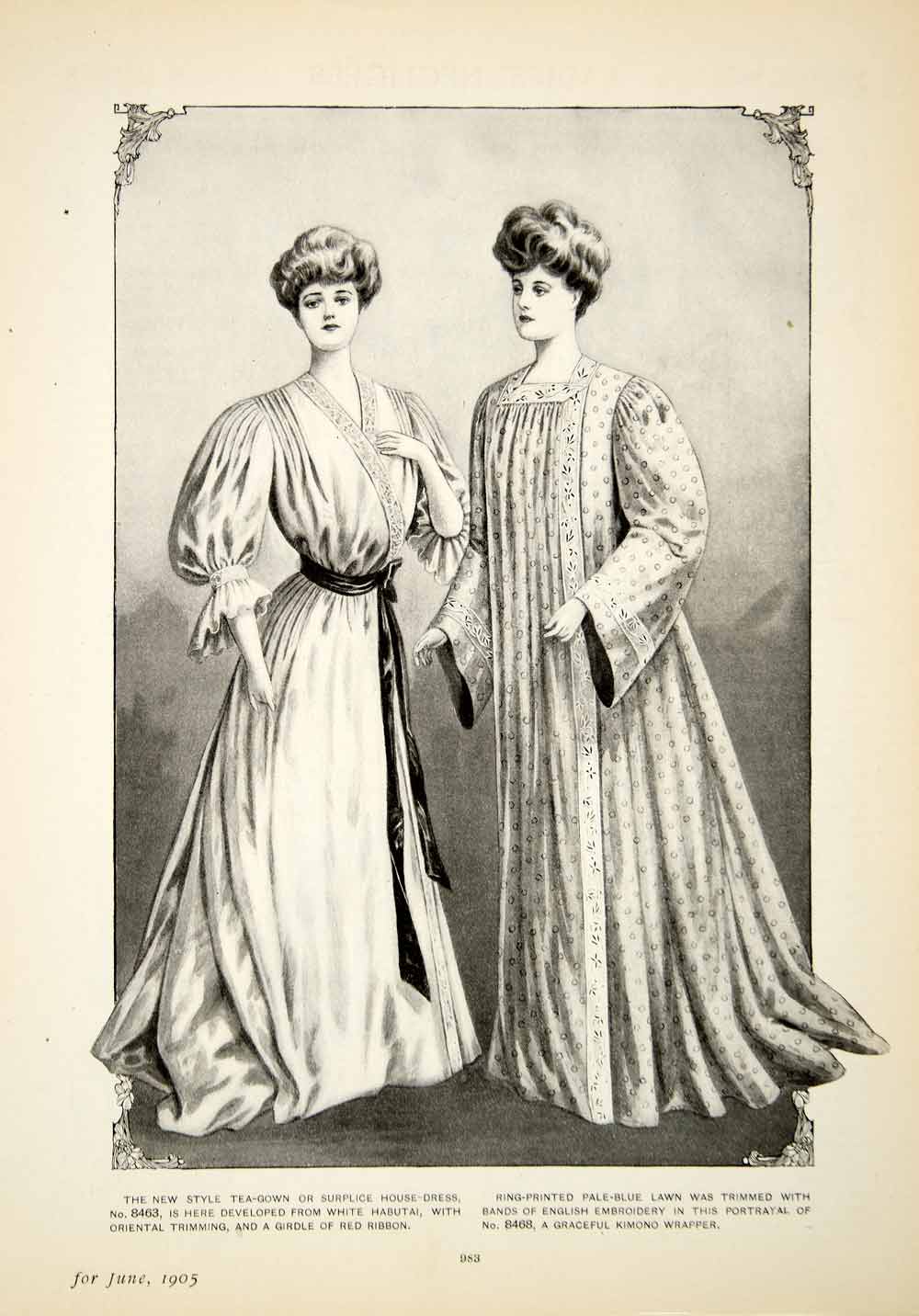 1904 Print Edwardian Fashion Womens Dresses Gowns Hats Clothing Bodice GH4