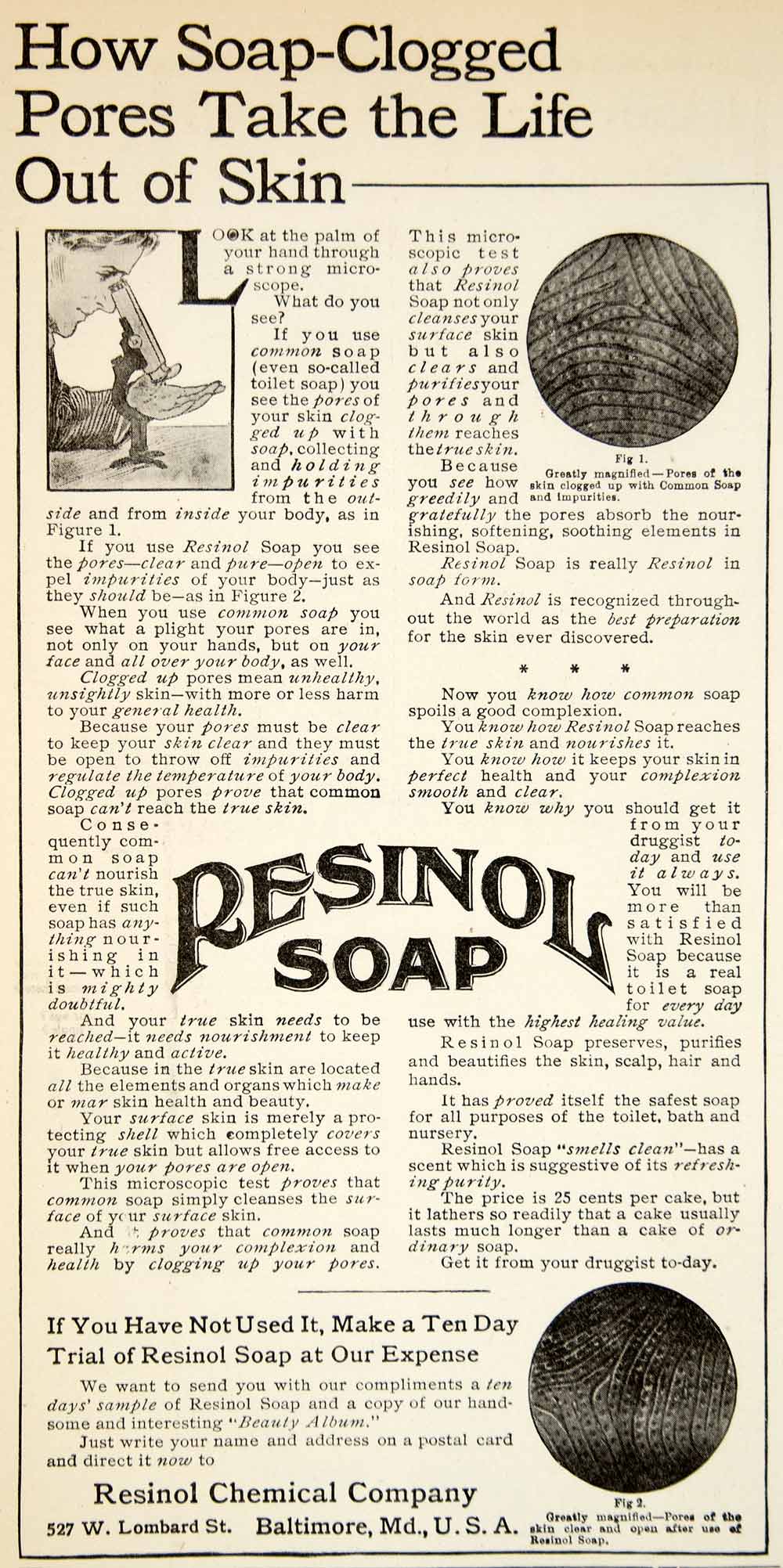 1916 Ad Resinol Soap Bath Skin Beauty Care Health Women - ORIGINAL