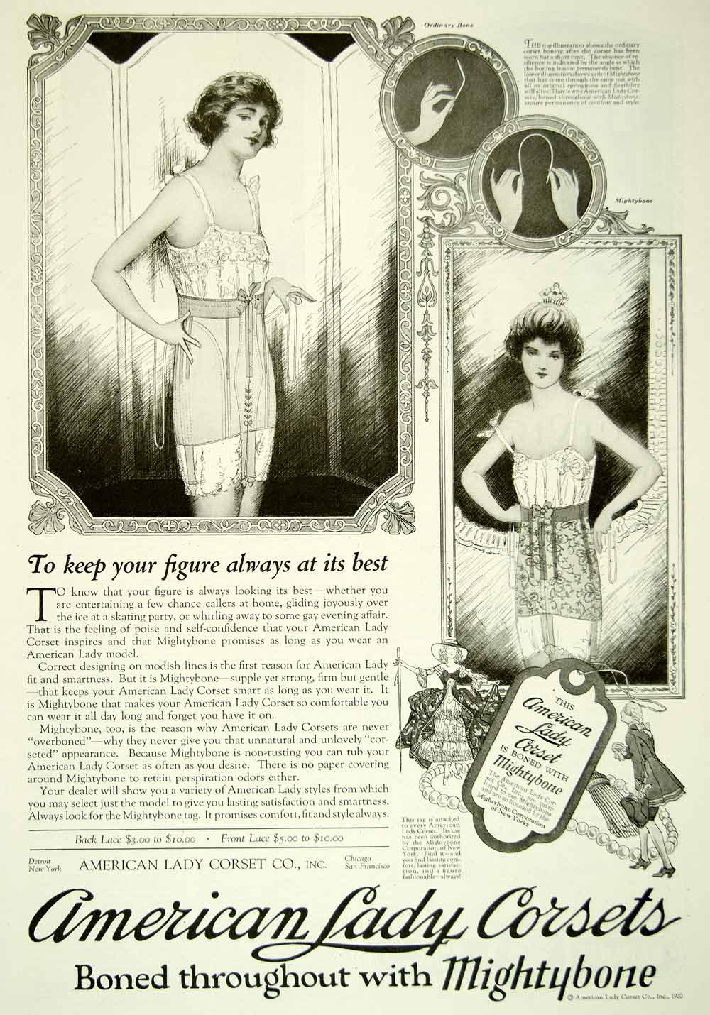 1920 Ad Vintage Twenties Fashion American Lady Corset Girdle Lingerie –  Period Paper Historic Art LLC