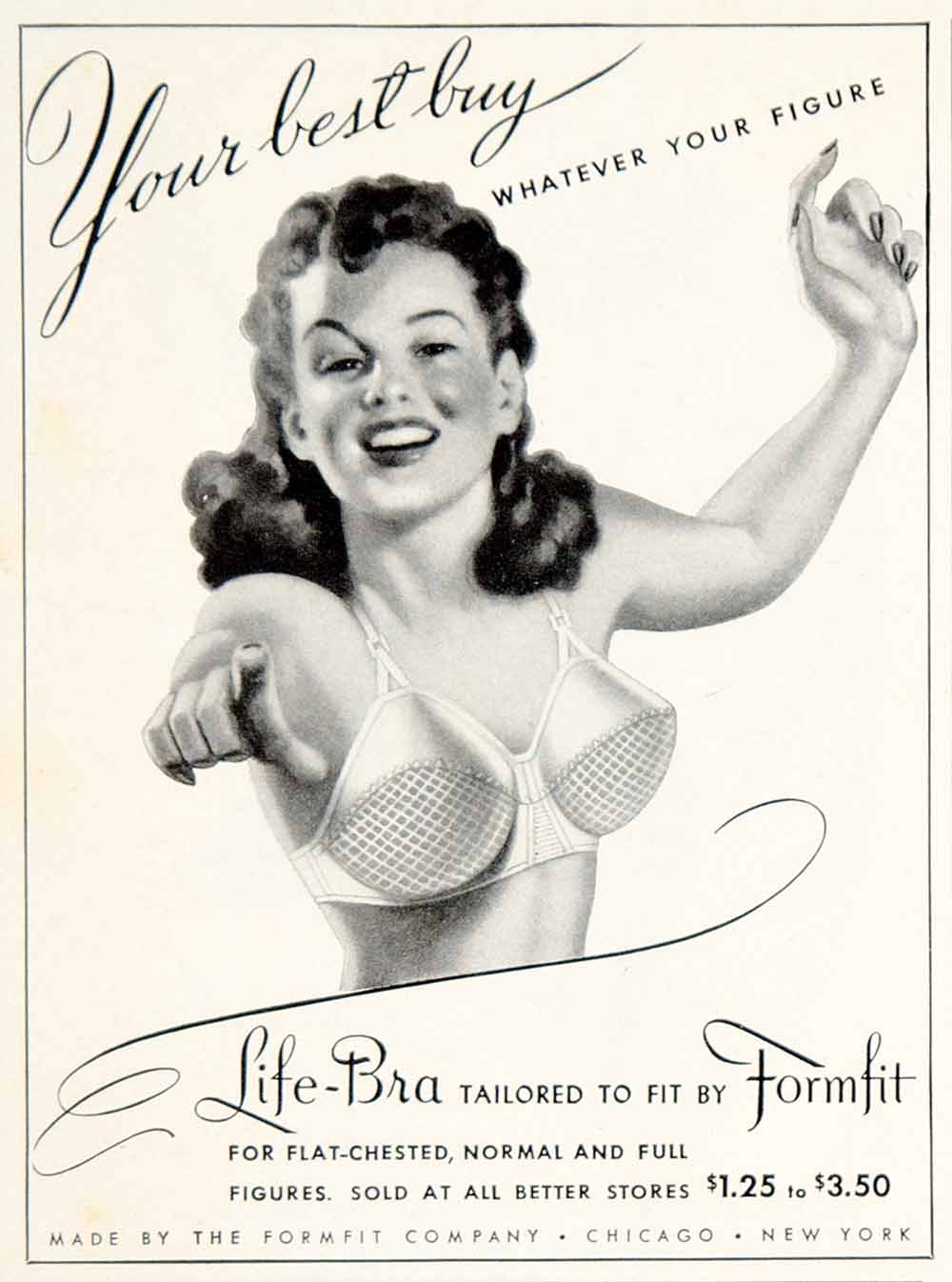 Exquisite Bra Advert, 1950s : Art Print £7.99 / Framed Print £22.99 /  T-Shirt £12.99 / Shopping Bag £8.99