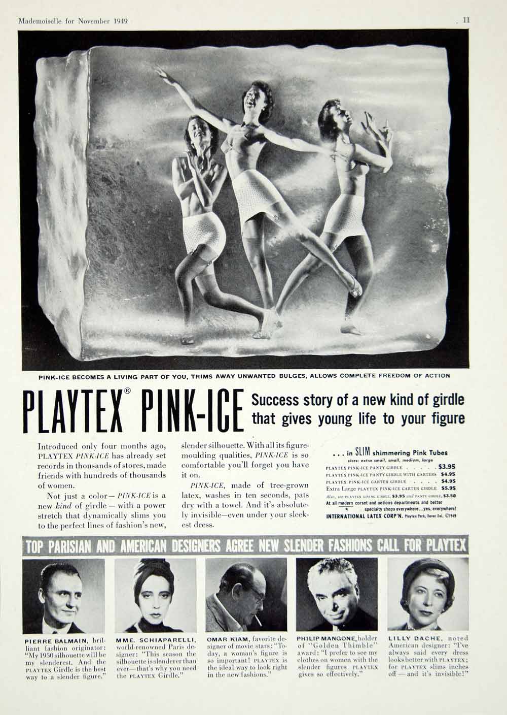 1949 Ad Vintage Playtex Pink Ice Girdle Foundation Garment Fashion Ymm Period Paper Historic 