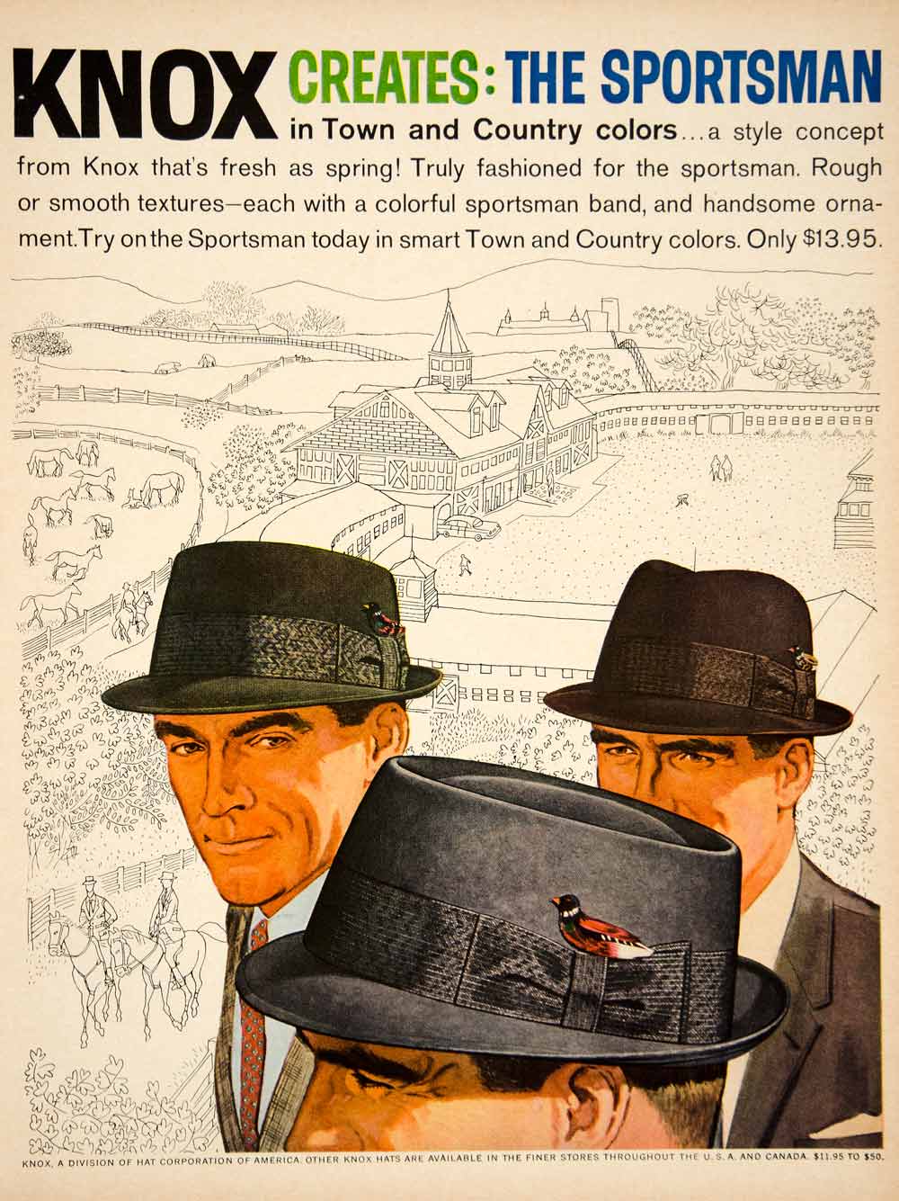 1960 Ad Vintage Knox Trade Winds Straw Summer Hats Don Draper Man