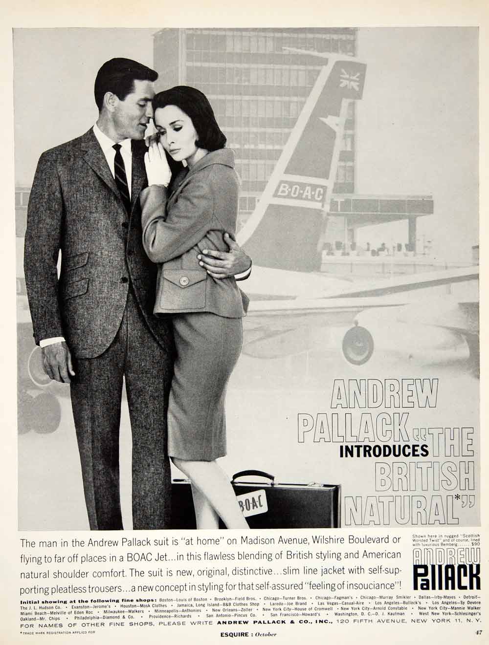 1960 Ad Vintage Andrew Pallack Business Suit Executive Fashion 60s Ymm Period Paper