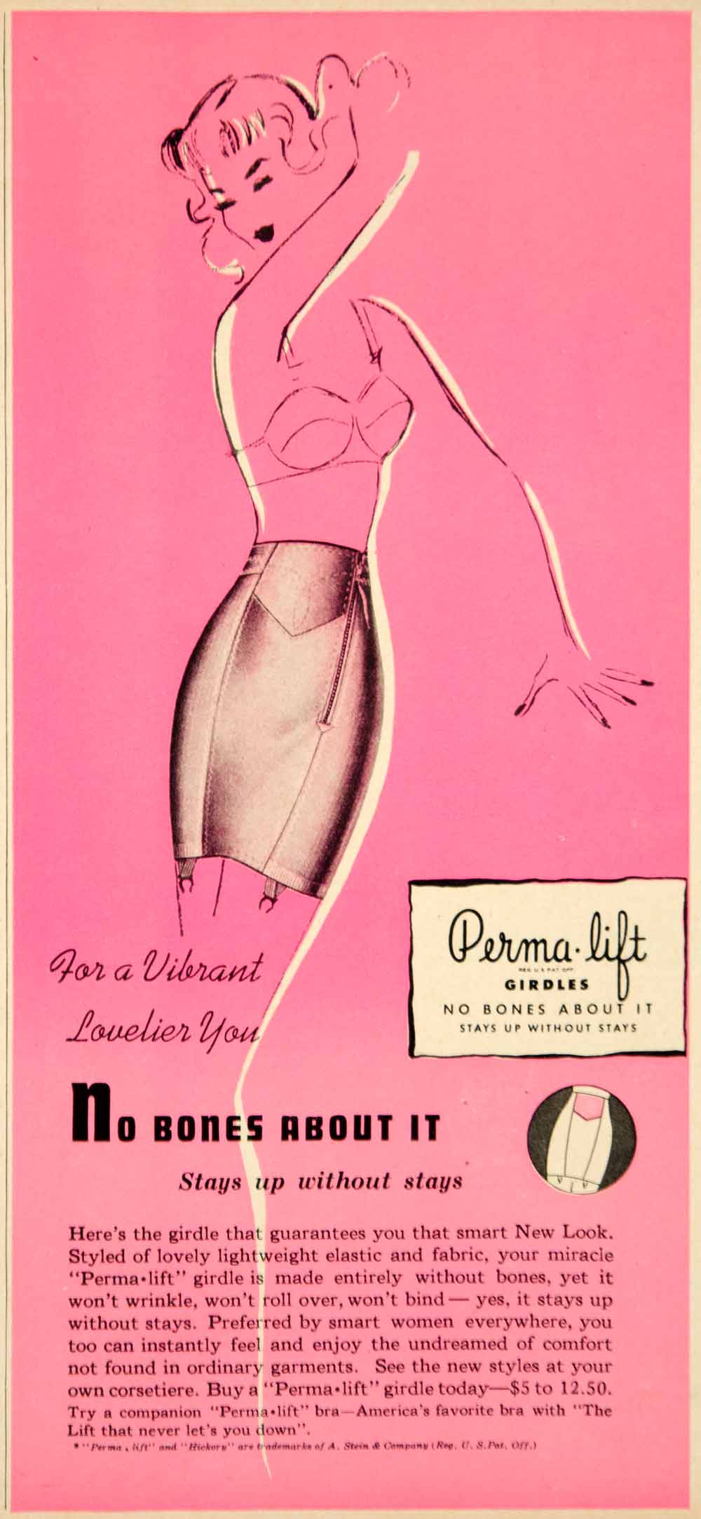 1956 Ad Vintage Perma-lift Brassiere Lace Bra Strapless Halter Underwear  YPP4