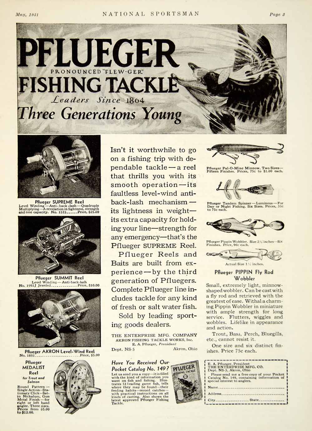 1964 Ad KF Industries Sport Fishing Equipment Rock-Away