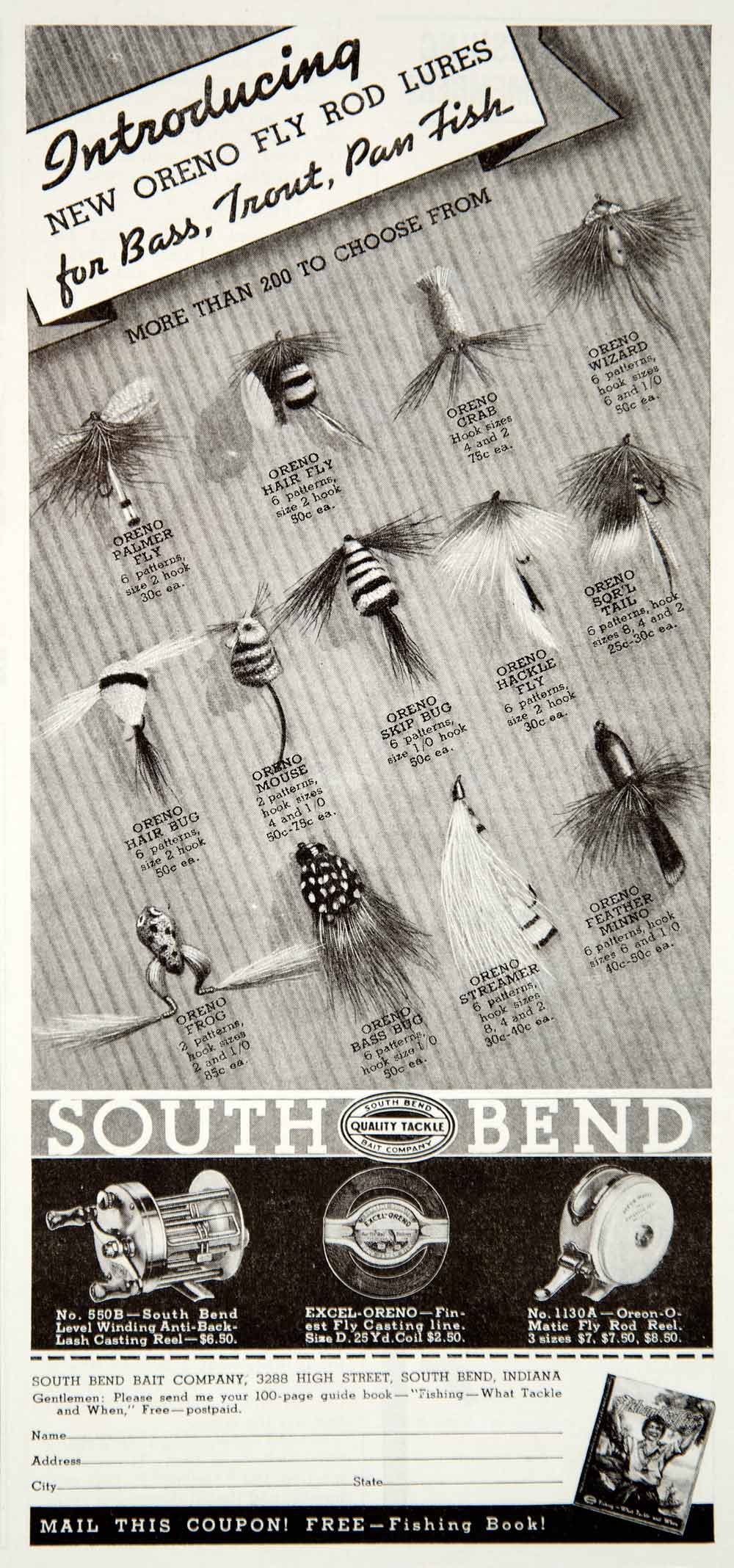 1934 Ad South Bend Fishing Rod Casting Line Lure Bait Tackle 6272