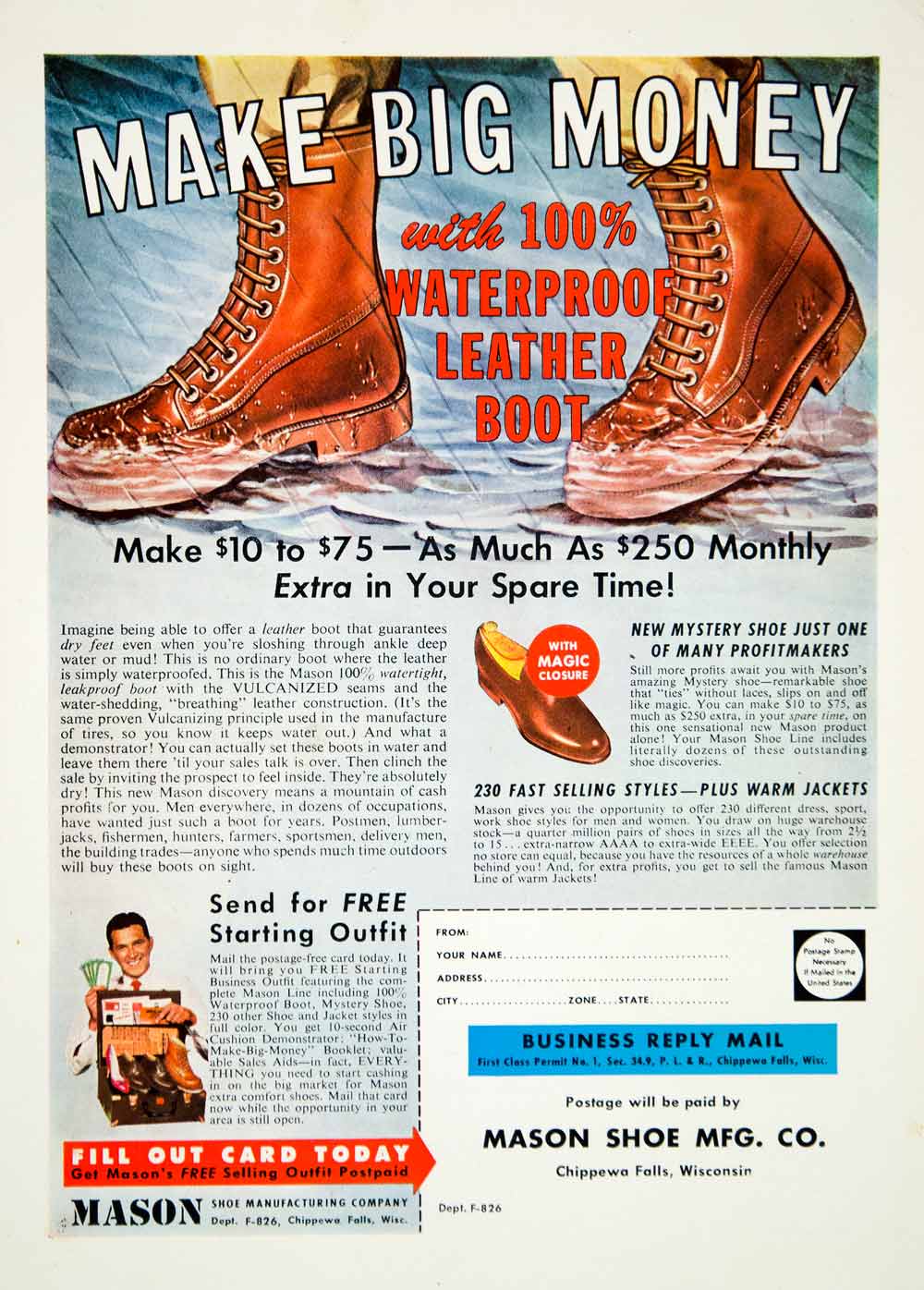 1959 Ad Mason Shoe Leather Boots Footwear Men Clothing Hunting Sportsm –  Period Paper Historic Art LLC