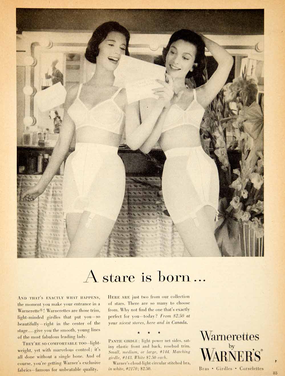 1959 women's Miriam Gates padded bra redhead blond vintage fashion art ad